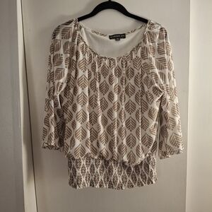 Harper 241 Women's Brown Leaf Print Top